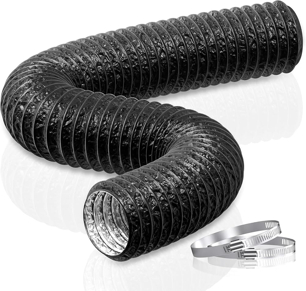 HG Power 3 Inch Aluminum Ducting 2.5m Vent Hose with Clamps Black