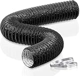HG Power 3 Inch Aluminum Ducting 2.5m Vent Hose with Clamps Black