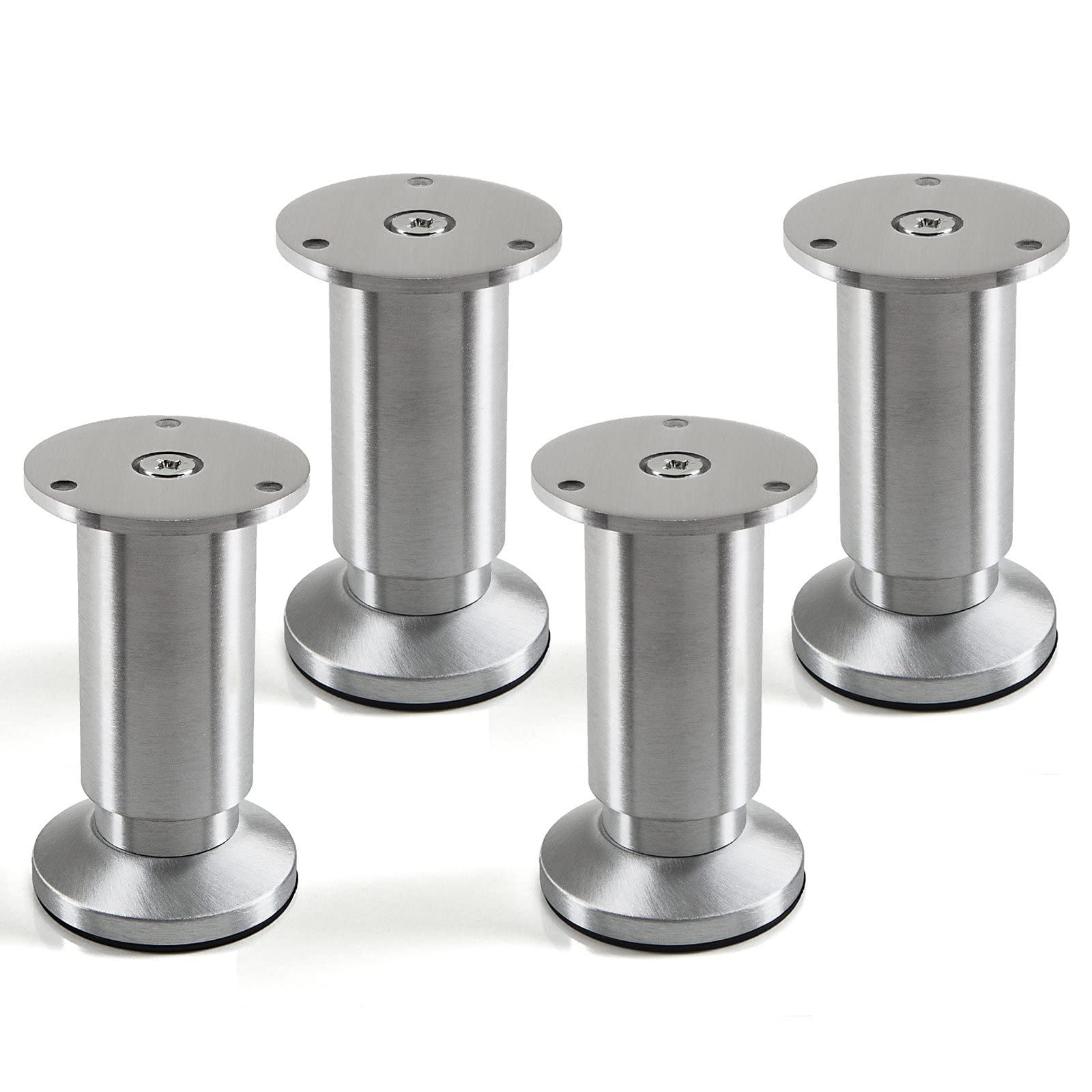 Set of 4 SO-TECH® Furniture Legs "Alpha" Adjustable Height Aluminium Brushed Loading Capacity up to 250 kg Height 100 mm