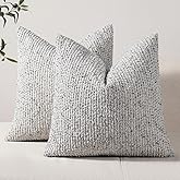 DEZENE Striped Throw Pillow Covers 20x20 Set of 2 Blue Textured Boucle Chic Morden Boho Accent Farmhouse Square Decorative Couch Pillow Covers for Home Decor Bed Sofa Living Room