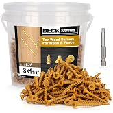 Bobibbi Deck Screws #8 x 1-1/2&rsquo;&rsquo;, T25 Star Torx Drive Flat Head Wood Screws, Tan, 5lb
