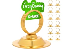 Gray Bunny Place Card Holder (12 Pack) Gold – Beautiful Table Cardholder for Wedding Tabletop Banquet Menu Holders Clip Table Reserved Seat Number Recipe Holder Restaurants Weddings Party