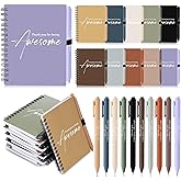 Honoson 10 Sets Spiral Notebook Sets Bulk Thank You Gift for Employee Appreciation Thank You for Being Awesome Inspirational Notepads with Bamboo Pen Valentines for Teacher(Vivid Morandi Color)