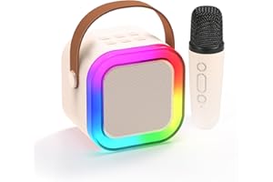 Fede Karaoke Machine for Kids Adults, Mini Karaoke Machine with 1 Wireless Microphone, Portable Bluetooth Speaker with Voice Changing Effects & LED Lights, Best Gifts Toys for Girls and Boys