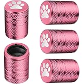 BAURATTI Tire Valve Stem Caps - (5 Pack) Metal Air Caps with Plastic Liner, Corrosion Resistant, Leak-Proof, Dog Cat Paw Universal Stem Covers for Cars Trucks Motorcycles and Bikes - Pink