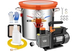 VTG VOGTEN 3 Gallon Vacuum Chamber with Pump,304 Stainless Steel Degassing Chamber Kit with 4.5 CFM 1/3HP Vacuum Pump,for Stabilizing Wood, Degassing Resin, Silicone and Epoxies