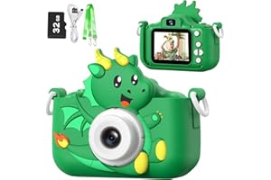 goopow Kids Selfie Camera Toys for Girls Age 3-9, Digital Video Camera Toy with Protective Cover,Christmas Birthday Festival Gifts for 3-9 Year Old Girls Boys- 32GB SD Card Included (Green-H25)