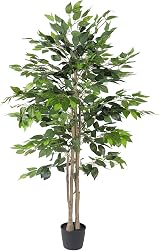 YOLEO 6ft Ficus Tree with White Planter Indoor Fake Plant Decor view 6