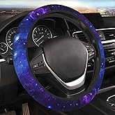 Purple and Blue Galaxy Steering Wheel Cover for Women Men, Universal 15 Inch Steering Wheel Protector Anti-Slip Sweat Absorption Auto Accessories Fit Truck SUV