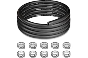 EVIL ENERGY 5/8" Heater Hose 10FT Coolant Radiator Hose With 10PCS Clamps Straight 100PSI SAE 20R3 Black