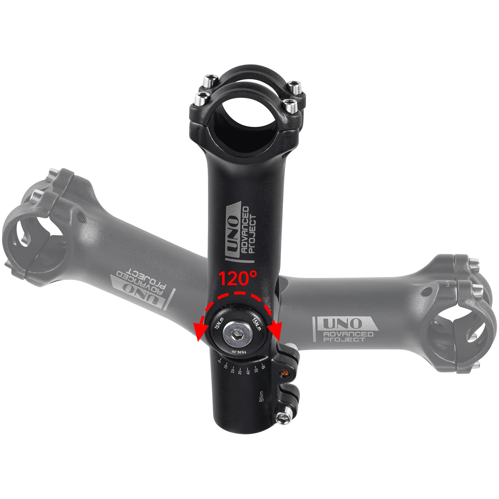 BESNIN 31.8mm Bike Stem 0-120 Degree Adjustable MTB Stem 110mm Bicycle Handlebar Stem Riser, Handlebar Riser Extender for Mountain Bikes, Road Bikes, BMX, Cycling