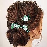 Asooll Bridal Wedding Rhinestone Hair Pins Emerald Green Hair Pieces Sparkly Crystal Hair Accessories for Women