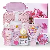 Gift Baskets for Women - Valentine's Day Gift, 11 PCS Unique Birthday Gifts for Women, Self Care Gift Baskets, Sympathy Inspirational Friendship Gifts for Mom,Grandma, Sister,Friends (Pink)