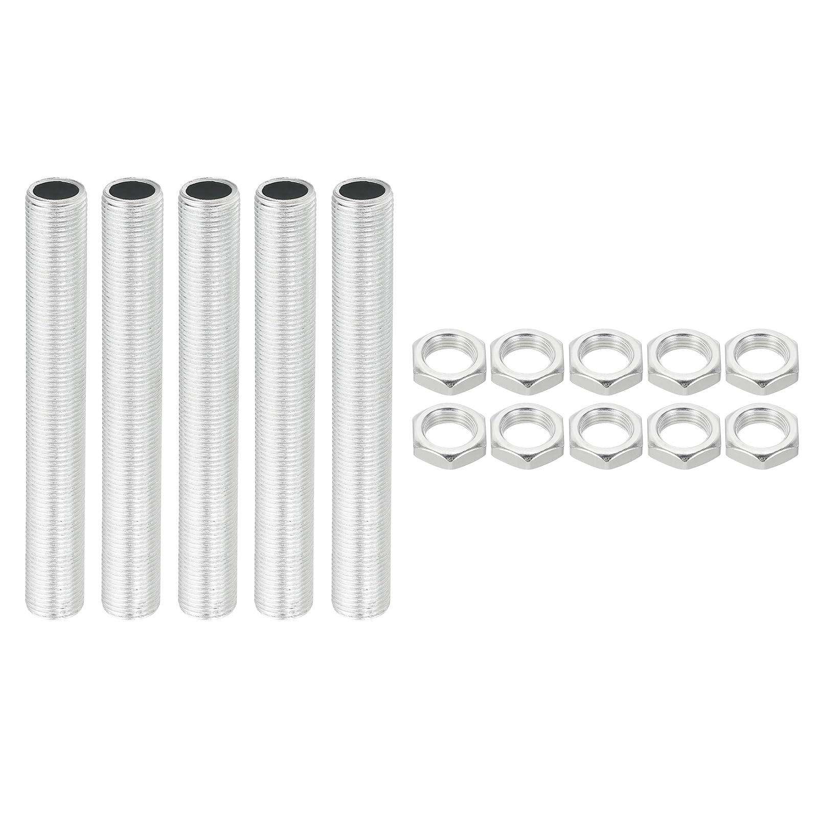 PATIKIL M12 Thread 90mm/3.5" Lamp Pipe Kit with Lock Nuts, 5 Set All Thread Rods Fasteners Hardware for Chandelier Ceiling Light DIY, Zinc Plating — image 1