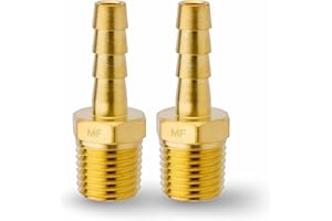 MAACFLOW MAACFLOW Brass 1/4" Male NPT to 1/4" Hose ID Barb Barbed Hose Fitting Adaptor Connector (Pack of 2)