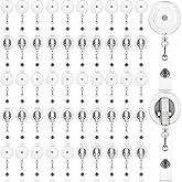 Fulmoon 50 Pcs Badge Reels Retractable with Swivel Alligator Clip, Round ID Badge Holders Nursing Name Badge Reels and and Vinyl Card Strap for Nurses Volunteer Students Teachers (Translucent Clear)