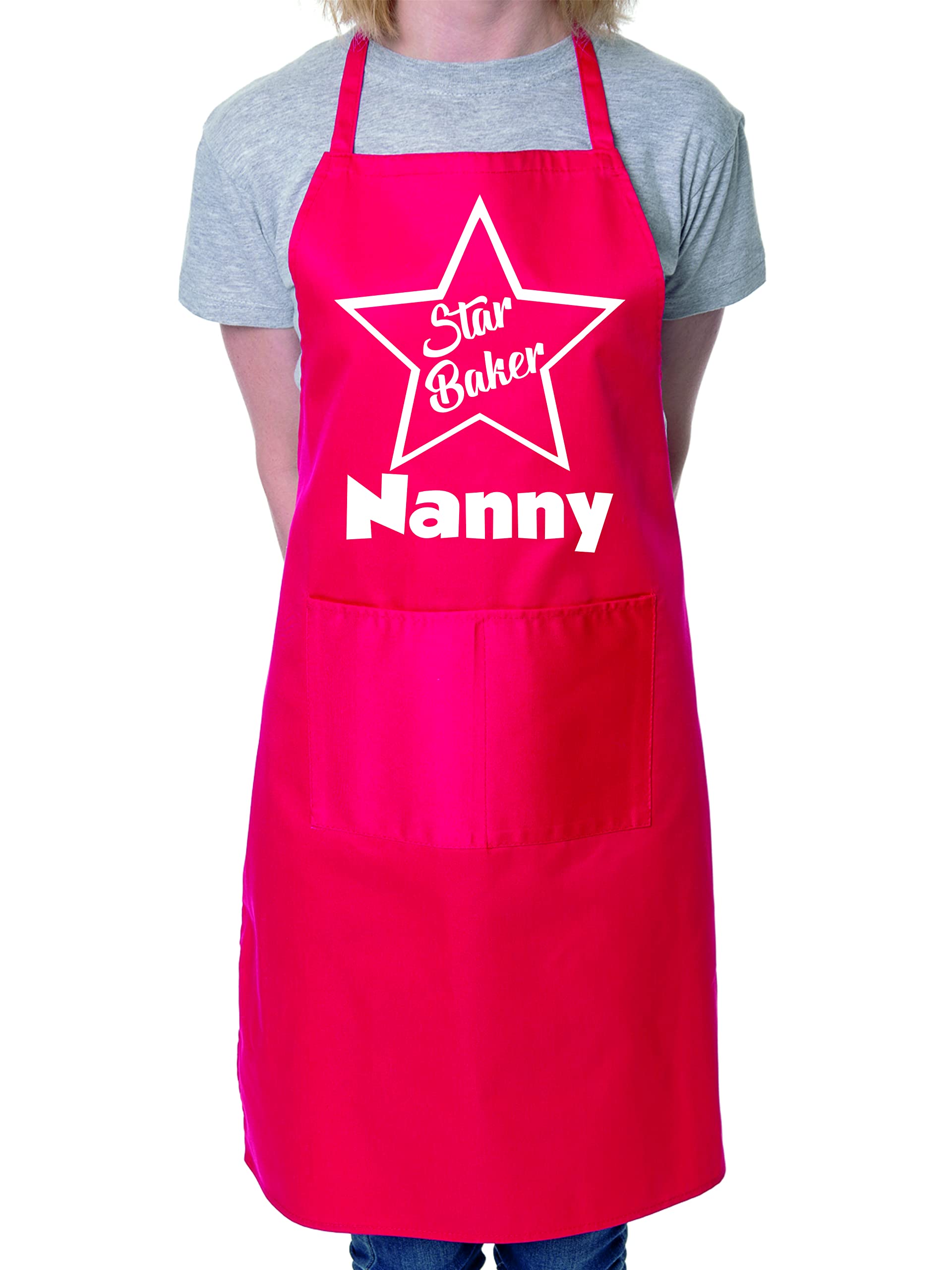 Print4U Nanny Is Star Baker Chef Apron Cooking Novelty Baking Gag Gift Present Ladies Red