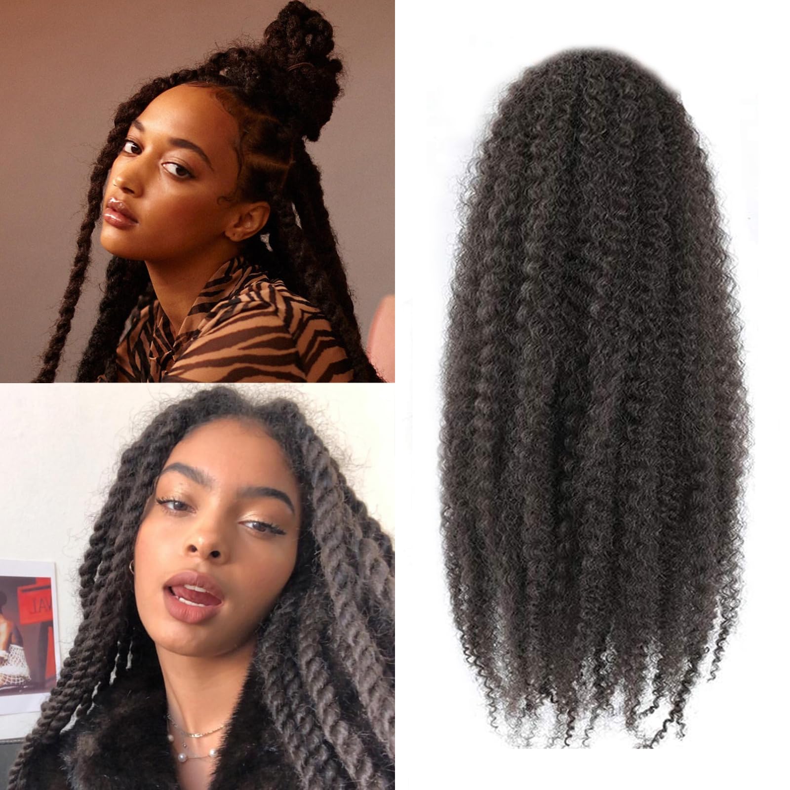 XIMENALU Marley Twist Braiding Hair Afro Kinky Curly Cuban Twist Hair Marley Twists Crochet Braids Synthetic Senegalese Twists Crochet Hair Extensions for Women (4#, 12inch/6packs)