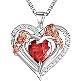 JKK Valentines Day Gifts for Her - S925 Sterling Silver 12 Month Birthstone Necklaces Mothers Day Birthday Christmas Gifts for Women Wife Mom