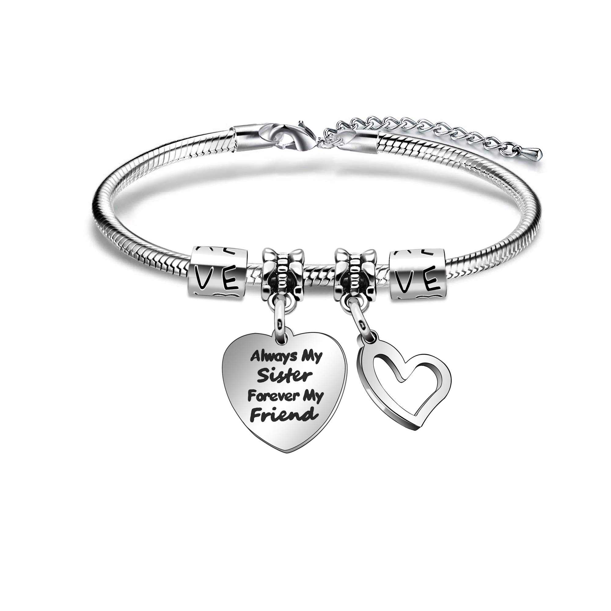 Always My Sister Forever My Friend Sister Heart Bracelet Jewellery Christmas Birthday Gift