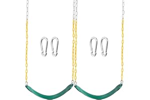 TURFEE 2 Pack Green Swing Seats Heavy Duty with 66" Chain, Swing Set Accessories Replacement with Snap Hooks for Kids Outdoor