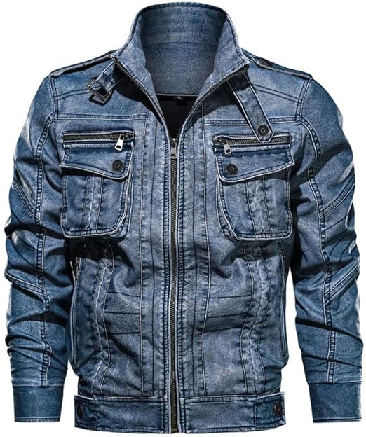 VaiKanhai Herren Jeansjacke Vintage Look - Coole Denim Jacke Mit Brusttasche