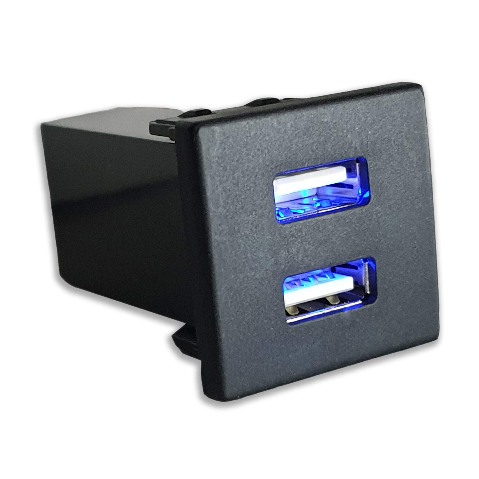 T5 OEM Dual USB Phone Charger ports for VW/Volkswagen T5 - Flat Blank Style in Blue (STANDARD T5-2003-2009 ONLY)