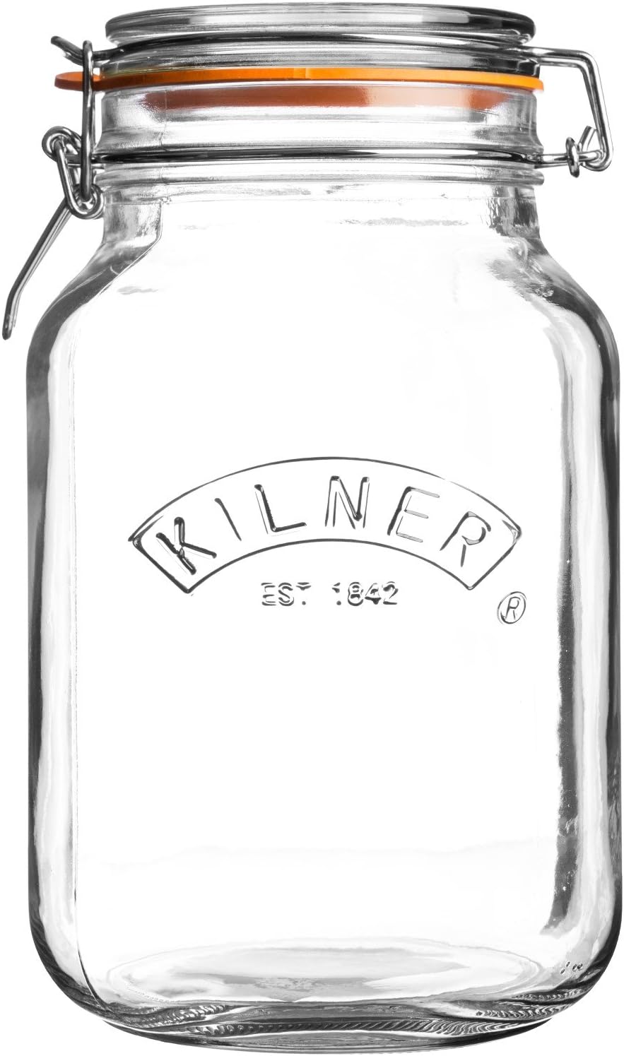 Kilner Square Clip Top Jar 1.5L Airtight Glass Jar for Preserving Food
