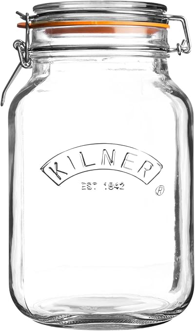 Kilner Square Clip Top Jar 1.5L Airtight Glass Jar for Preserving Food