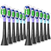 Replacement Toothbrush Heads 12 Pack Compatible with AquaSonic Black Series, Duo PRO, Vibe Series HDC Pro Electric Toothbrush, Black