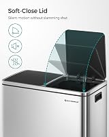SONGMICS Dual Rubbish Bin 2-Compartment 30 L Silver Black with Pedals view 5
