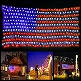 HYH American Flag Lights with 420 Super Bright LEDs Waterproof Led Flag Net Light of The United States for Memorial Day,Yard,
