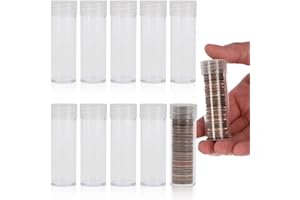 BCW Coin Tubes for Dimes - 10ct | Holds "Roosevelt" Dime | Durable Plastic Tube Coin Holders | Coin Collecting Supplies | Dime Coin Tubes | Coin Storage Tubes with Airtight Lids