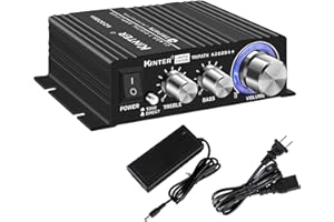 Kinter K2020A+ Limited Edition Original Tripath TA2020-020 Class-T Hi-Fi Audio Mini Amplifier with 12V 5A Power Supply Black