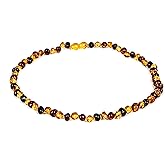 AMBERAGE Natural Baltic Amber Necklaces for Women - Hand Made from Polished/Certified Baltic Amber Baroque Beads/Quality Guaranteed (3 colors) (45cm- 17.72INCH)