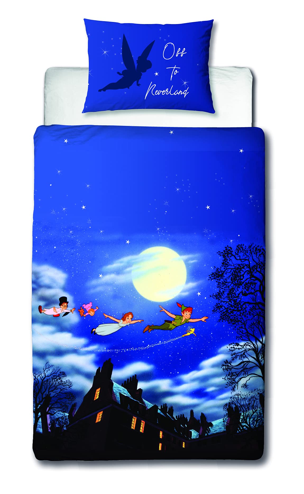 Character World Peter Pan Single Duvet Cover Design | Polycotton Happy Design Two Sided Bedding Duvet Cover With Matching Pillow Case