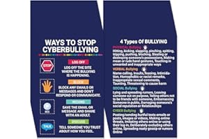240 Pcs Types of Bullying Cards Ways to Stopping Bully Free Zone Prevention Cards Mental Health Gifts for Teens Classroom Sch
