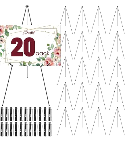 ESRICH 8 Pack 63" Easel Stands For Signs - Lightweight Metal, Adjustable, With Storage Bag For Weddings & Events