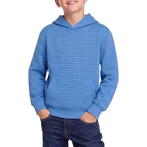 Haloumoning Boys Pullover Hoodie Sweatshirts Casual Waffle Knit Hoodies | Kids Youth Hooded Top with Kangaroo Pocket, Loose F
