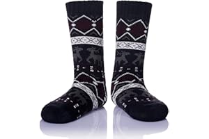 WEVIAS Men's Fleece Lined Cozy Extra Thick Slipper Socks Winter Non-Slip Fuzzy Home Sleeping Stockings