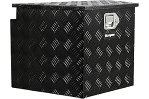 Huayaw Heavy Duty Aluminum Trailer Tongue Tool Box with Lock and Keys, Storage Box for Trailers, ATVs, RVs, Utility Truck (Black, 29 Inch)