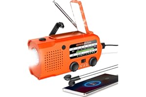 QAUYYW Emergency Crank Weather AM/FM Radio with 2 Solar Panels Weather Radio Portable Radio, 3 Charging Modes SOS Siren 5 ModesFlashlightCell Phone ChargerReading Light