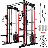 RitFit M1 Pro Smith Machine Cable Crossover Power Cage Home Gym | Dual 360 Cables, Barbell &amp; Handles, LAT Pulldown, 1850LBS Weight Capacity
