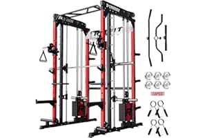 RitFit M1 & M1 Pro Smith Machine with Cable Crossover System, Multi-Function Squat Rack Power Cage for Home Gym, Power Rack and Packages