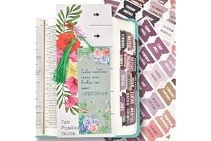 CUALFEC Spanish Bible Tabs Pestañas para Biblias en Español with Bookmark and Guide Card Elegant Bible Study Supplies for Women and Men - Earth