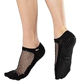 SHASHI Sparkle Mesh Socks for Women – Shimmer, Full-Coverage Non Slip Socks for Barre, Yoga and More