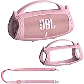 JCHPINE Silicone Cover Case for JBL Charge 5 Portable Bluetooth Speaker, Protective Skin Holder for JBL Charge 5 Speaker Accessories (Pink Case, NOT Fit Wi-Fi Version)