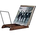 Extra-Large Vinyl Record Storage Holder Modern Album Display Solid Wood Stand with Black Metal Rack Home Decor Organizer for Vinyl Record, Holds up to 75 Albums, 14.2''L x 8.1''W x 10.7''H