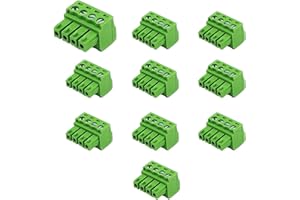 XUGERIP 10 PCS 4 Pin 3.5mm Pitch PCB Screw Terminal Block Connector, Male Plug for 28-16AWG,Pluggable Quick Connector-4 Pole
