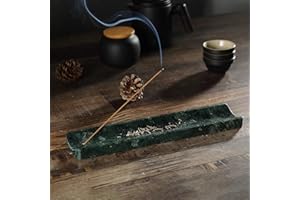 Koville Marble Incense Holder, Incense Holder for Sticks, Incense Sticks Holder Ash Catcher for Meditation Yoga SPA, Natural Stone Incense Burner, Home Table Decor (Green)